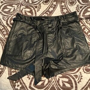 Black leather shorts